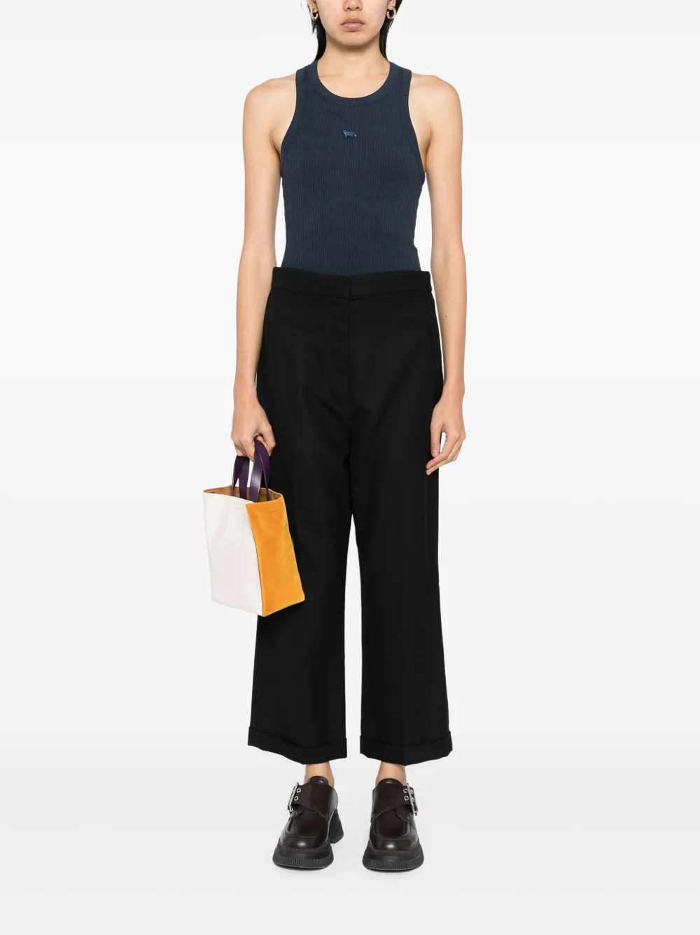 MAISON KITSUNÉ BABY FOX PATCH RIBBED TANK TOP