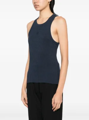 Maison Kitsuné Baby Fox Patch Ribbed Tank Top | Blue | FARFETCH