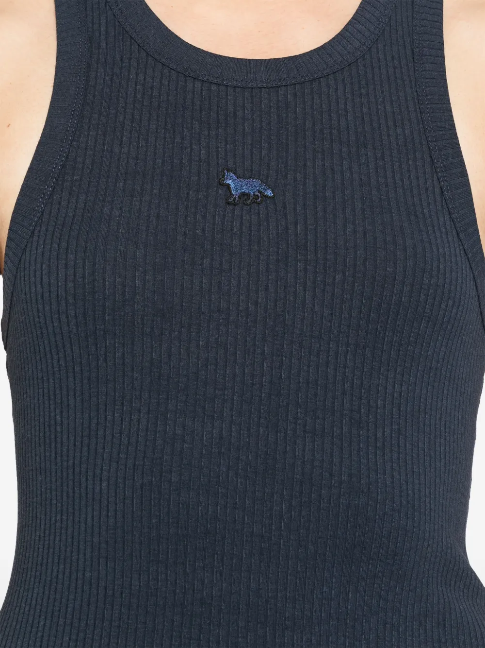 Shop Maison Kitsuné Baby Fox Patch Ribbed Tank Top In Blue