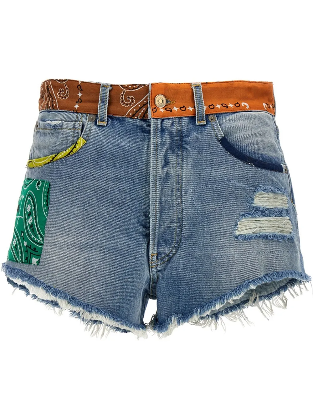 Alanui California shorts met patchwork Blue