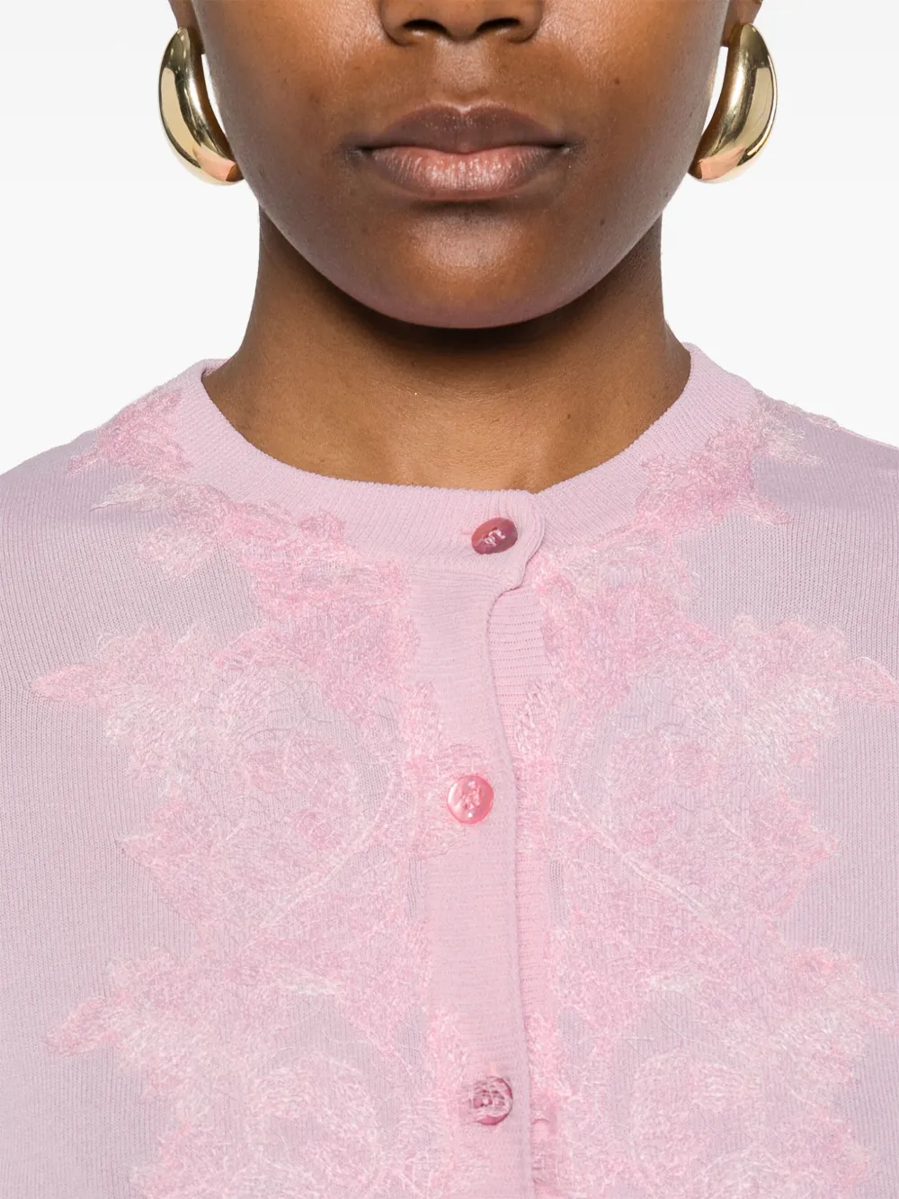 Ermanno Firenze Cardigan Mit Spitzendetail In Rosa