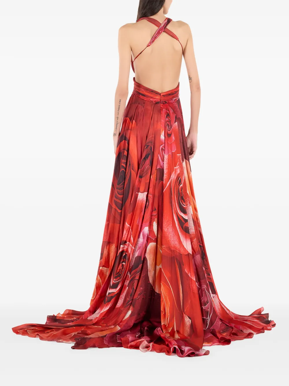 Roberto Cavalli Jurk met rozenprint Rood