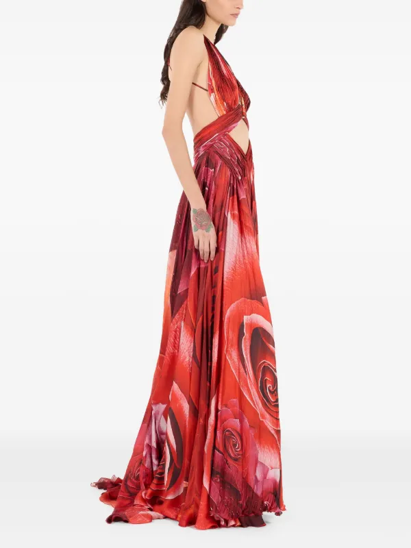 ワンピース Roberto Cavalli Roberto Cavalli Dresses Red Roberto Cavalli S/S 2003 Chinoiserie Cheongsam Red Midi