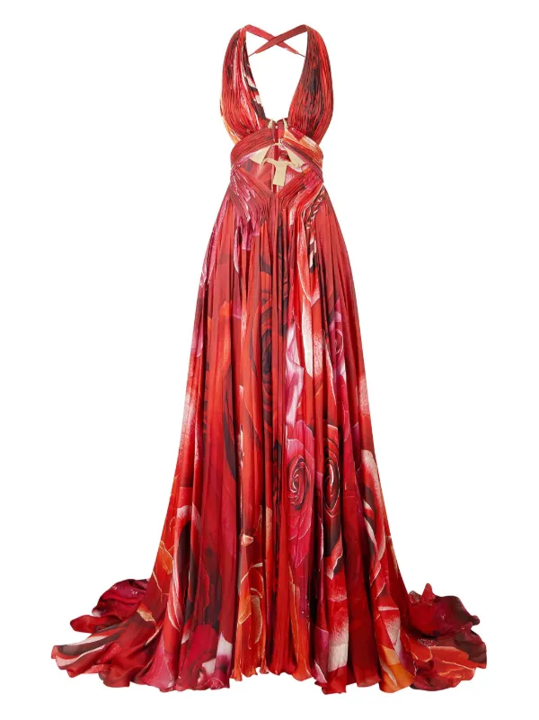 roberto cavalli dresses Roberto Cavalli roses-printed Dress | Red
