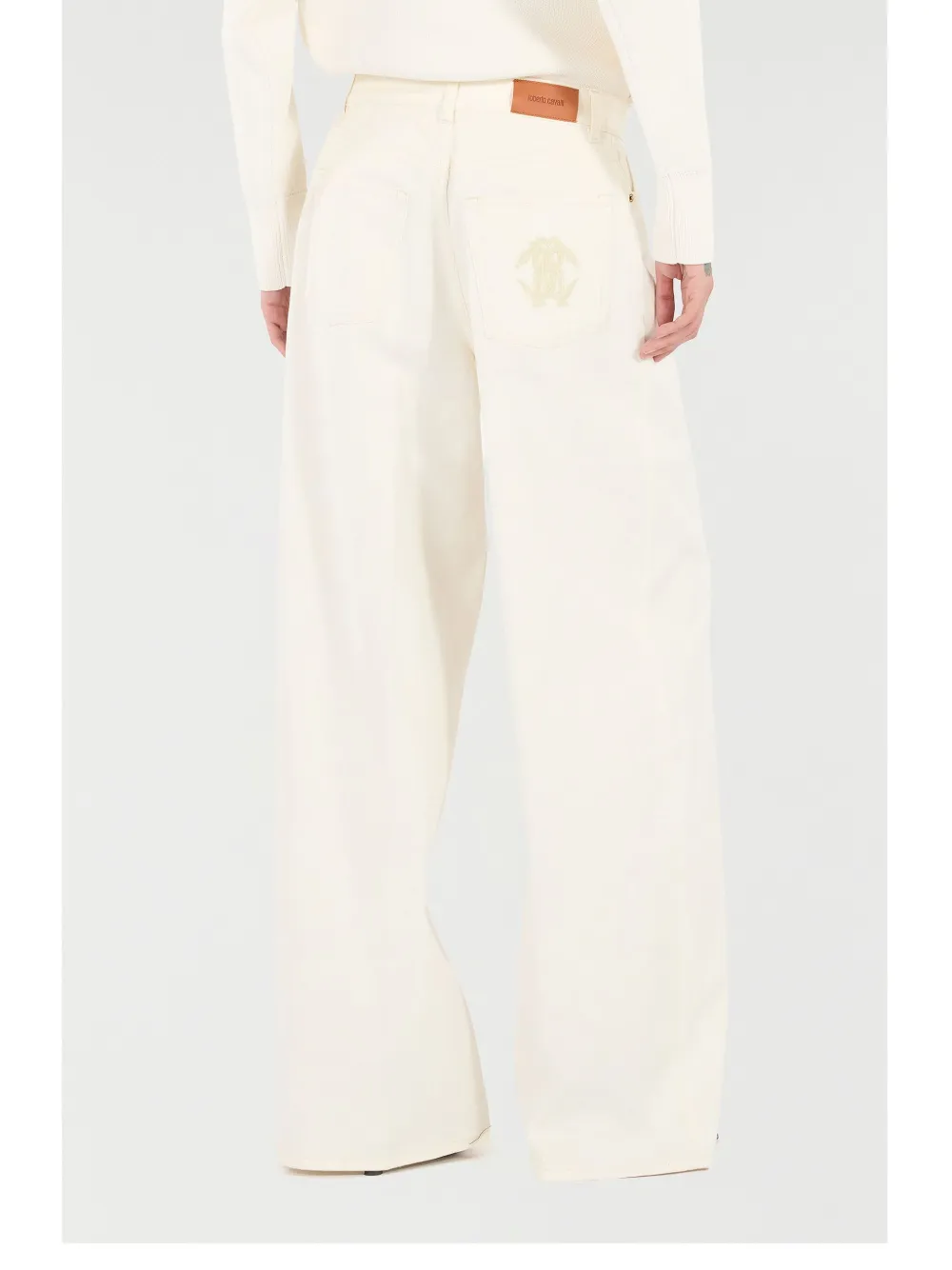 Roberto Cavalli Crème broek met wijde pijpen Beige