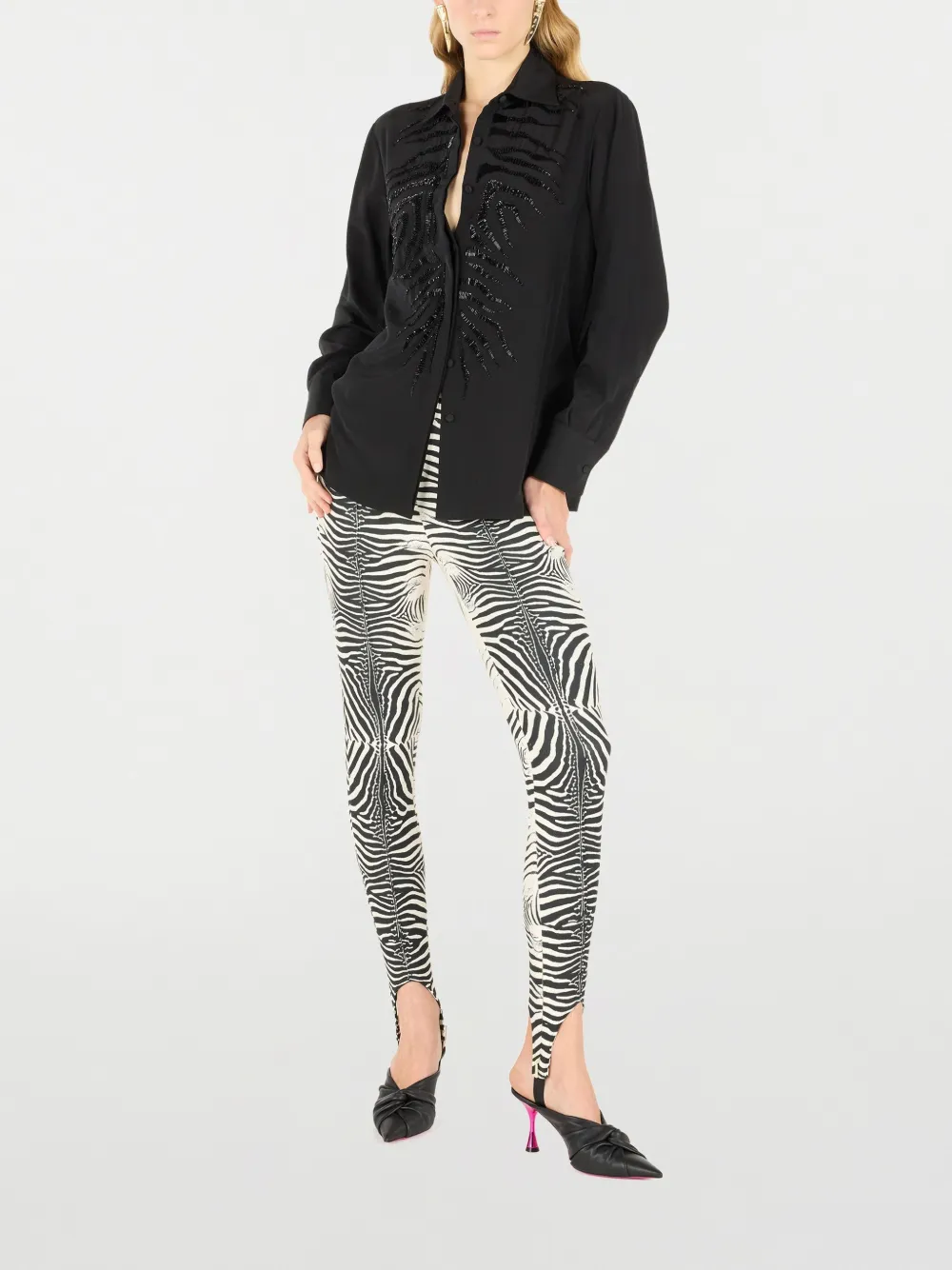 Roberto Cavalli Legging met zebraprint Wit