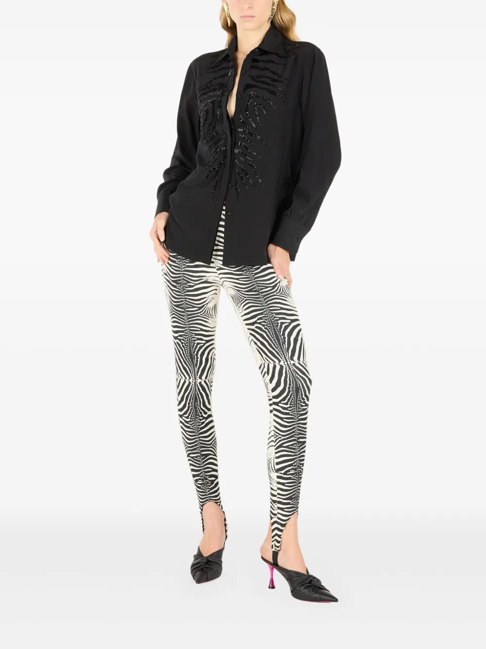 robertocavalli Roberto Cavalli Legging met zebraprint - Wit