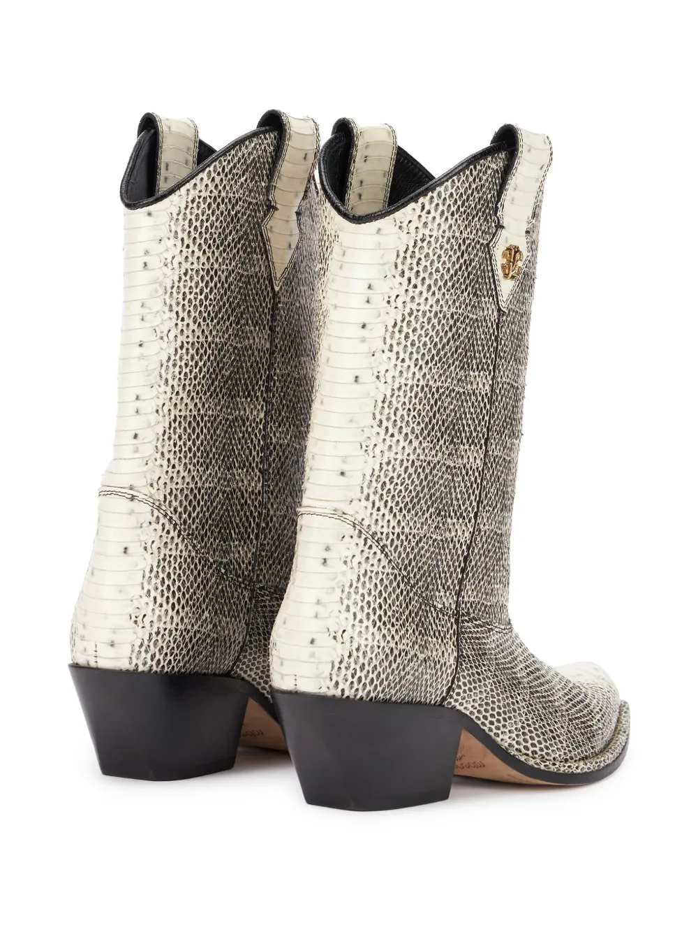 Roberto Cavalli printed leather boots Black