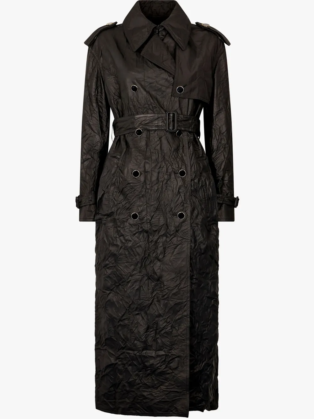 Roberto Cavalli Crinkled Trench Coat In Black