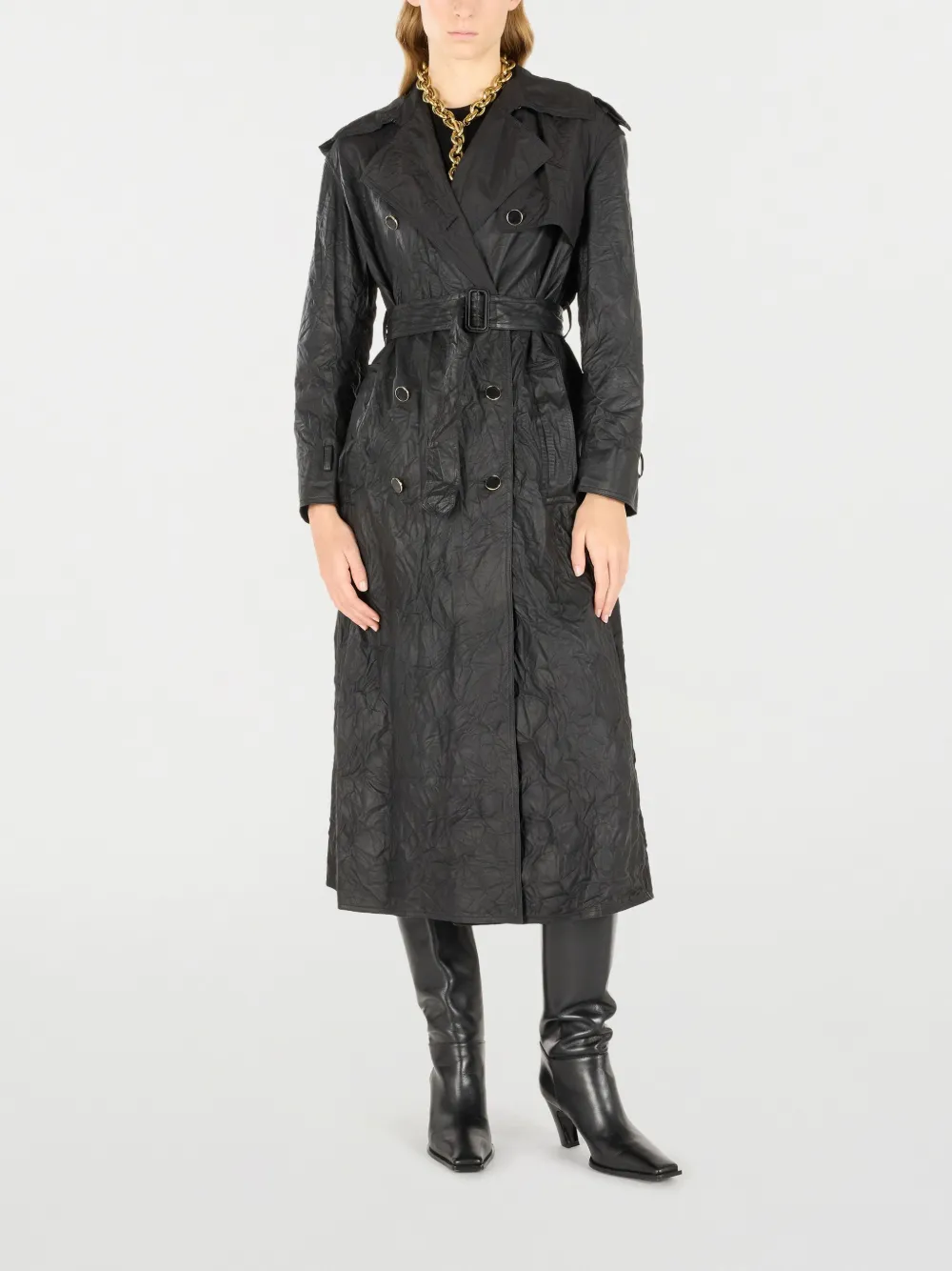 Roberto Cavalli Gekreukte trenchcoat Zwart