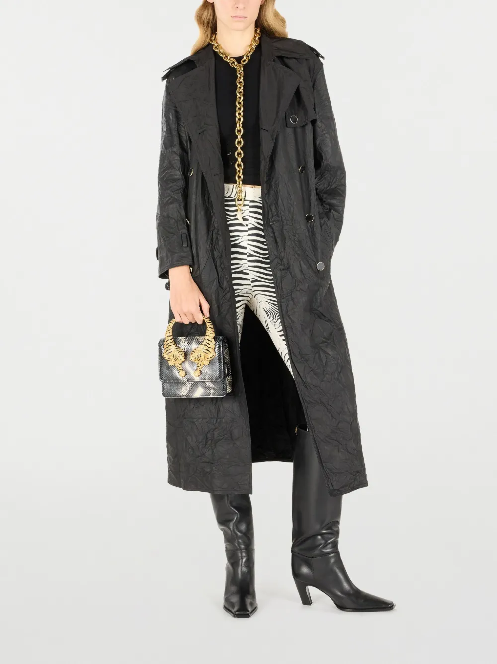 Roberto Cavalli Gekreukte trenchcoat Zwart