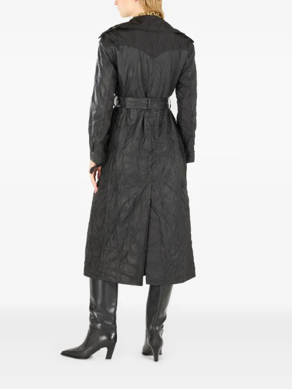 Roberto Cavalli Crinkled Trench Coat | Black | FARFETCH