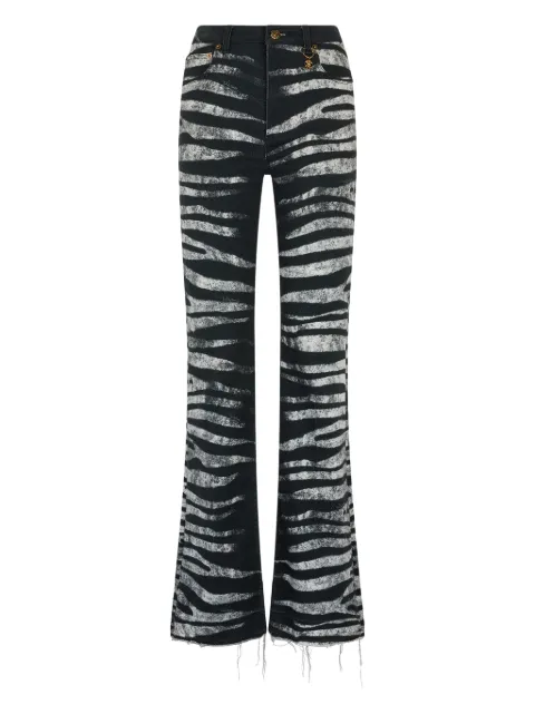 Roberto Cavalli jeans acampanados con estampado de cebra
