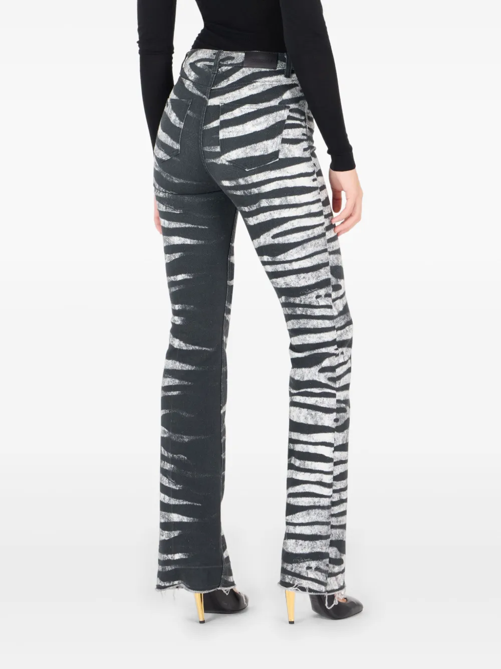 ROBERTO CAVALLI ZEBRA-PRINT FLARED JEANS