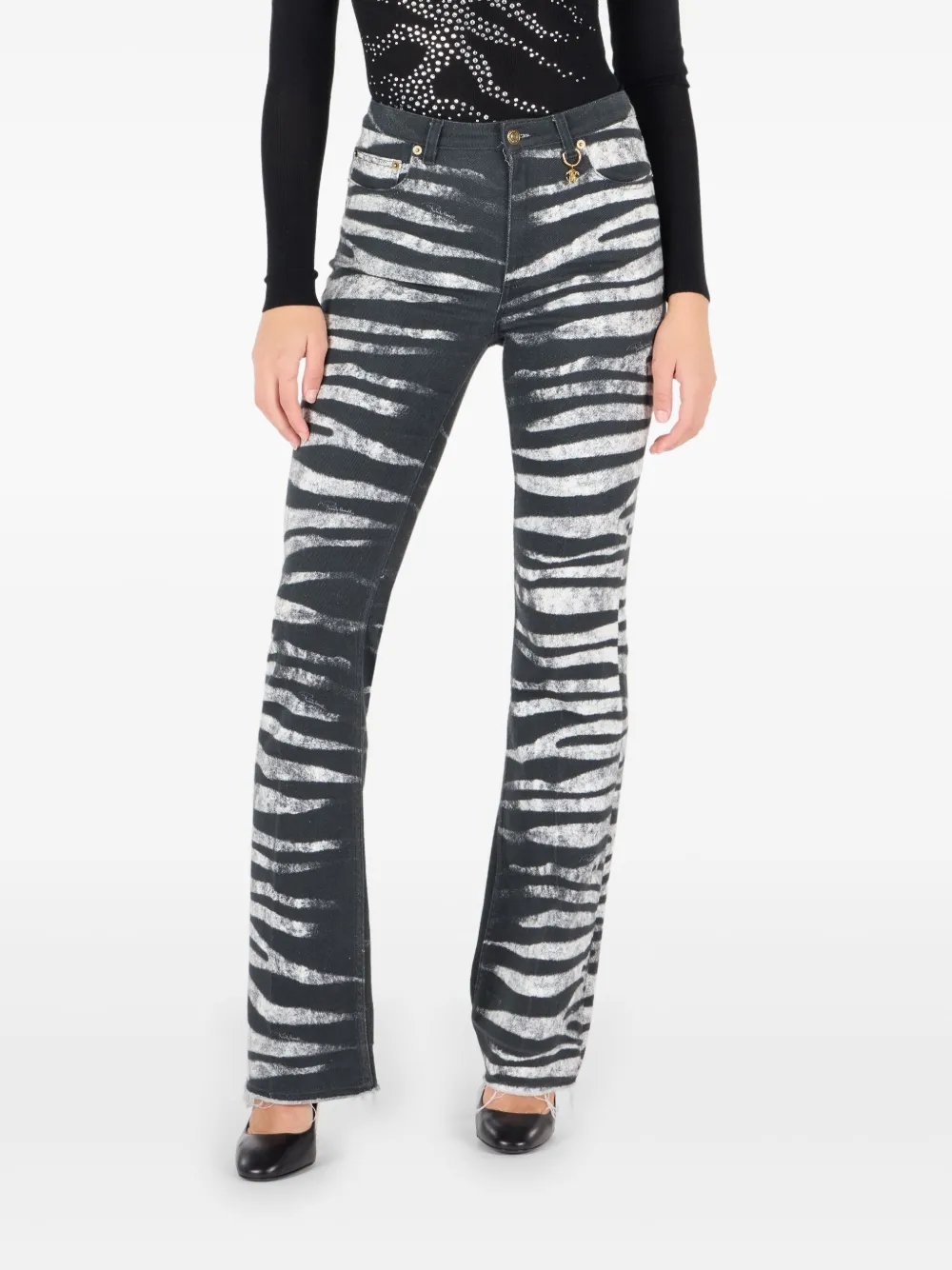 ROBERTO CAVALLI ZEBRA-PRINT FLARED JEANS