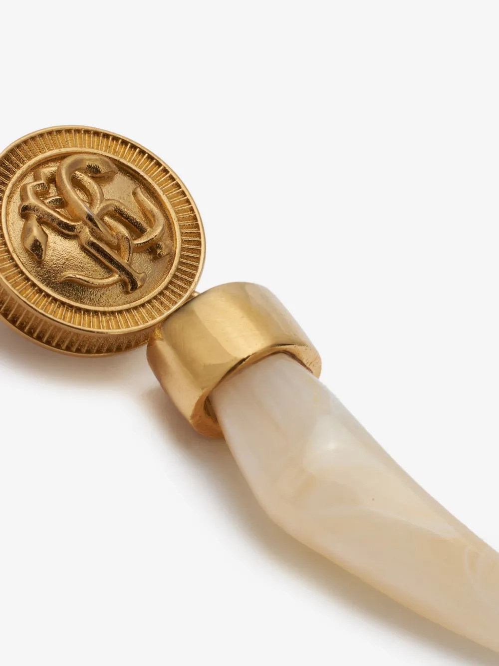 Roberto Cavalli Drop Earrings With Fang In Gold