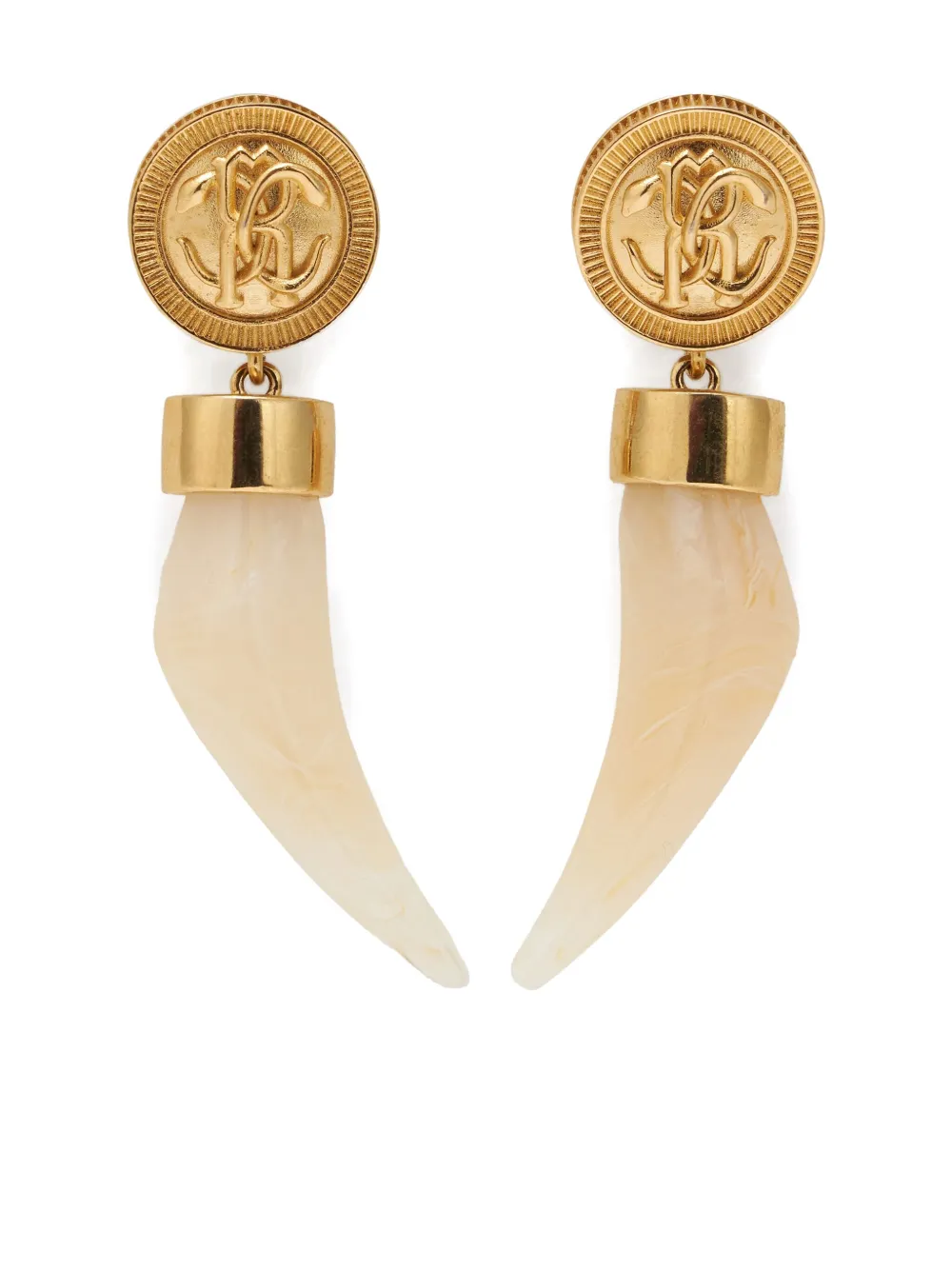 Roberto Cavalli fang-pendant earrings - Oro