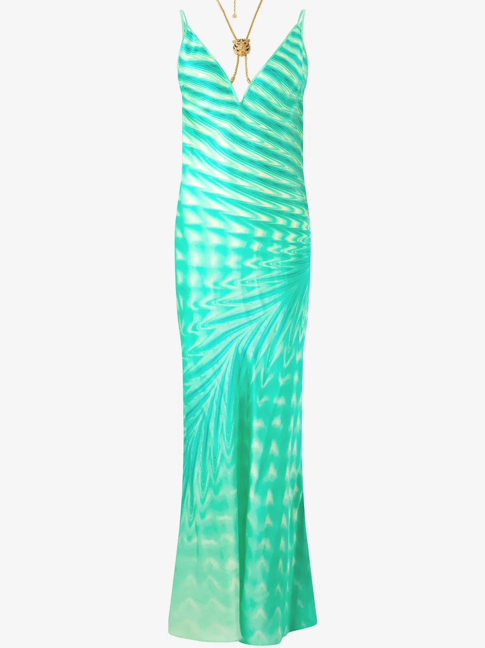 Shop Roberto Cavalli Necklace-detail Maxi Dress In Green