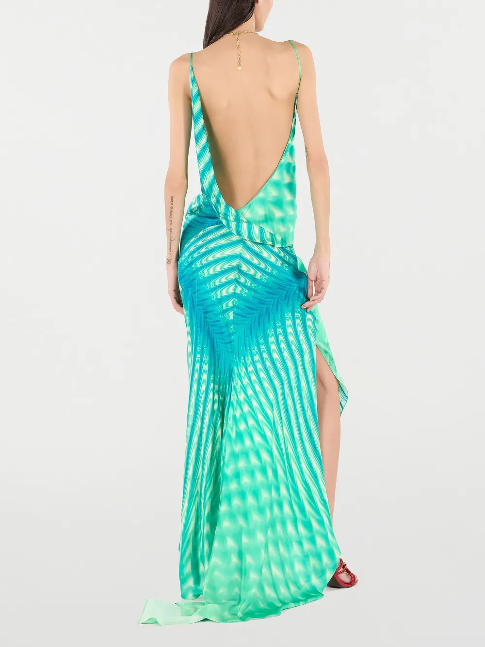 Shop Roberto Cavalli Necklace-detail Maxi Dress In Green