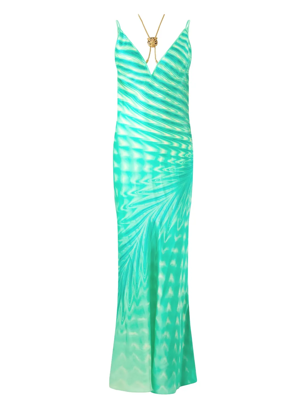 Roberto Cavalli Maxi-jurk met kettindetail Groen