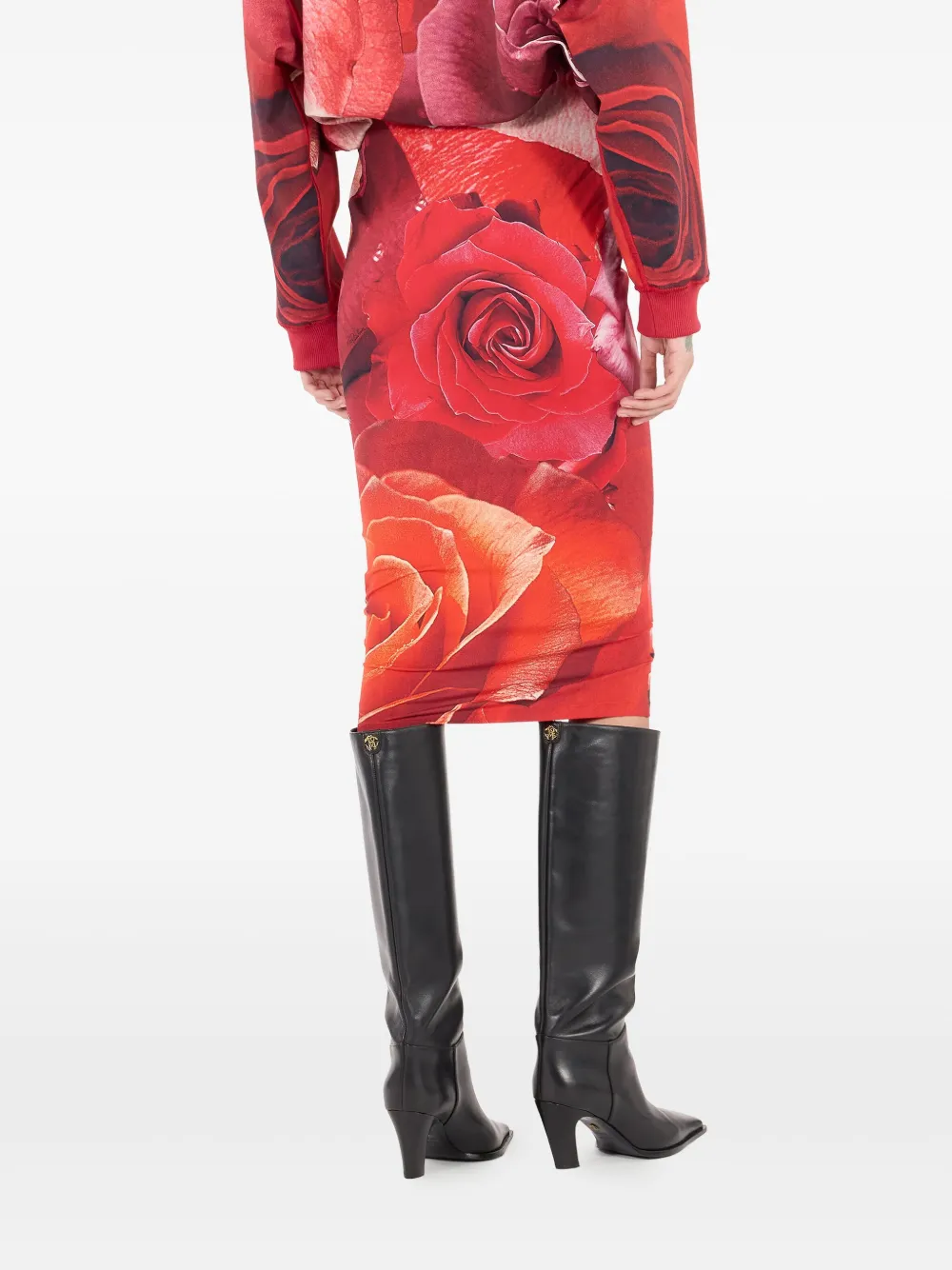 Roberto Cavalli Kokerrok met rozenprint Rood