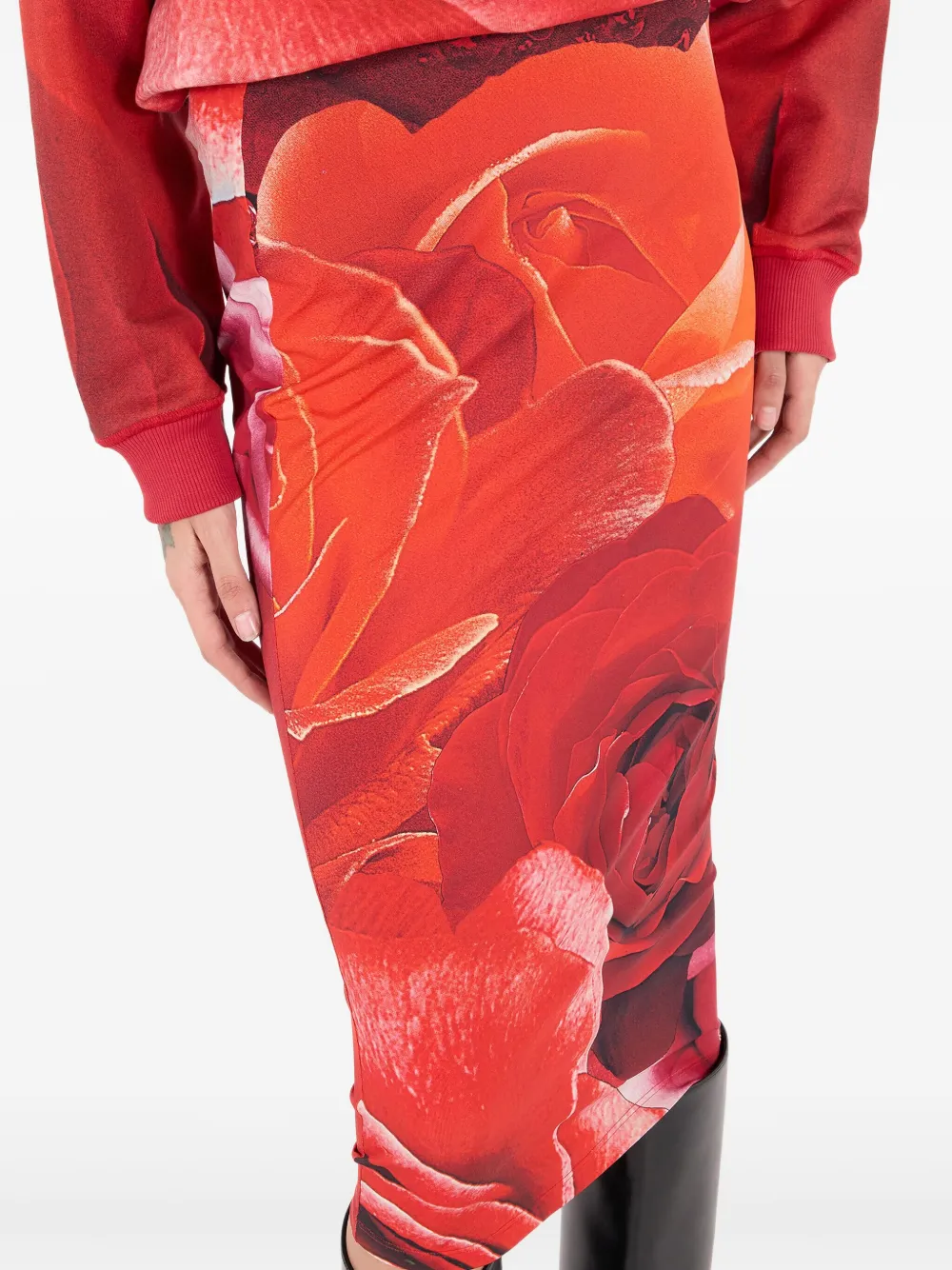Roberto Cavalli Kokerrok met rozenprint Rood