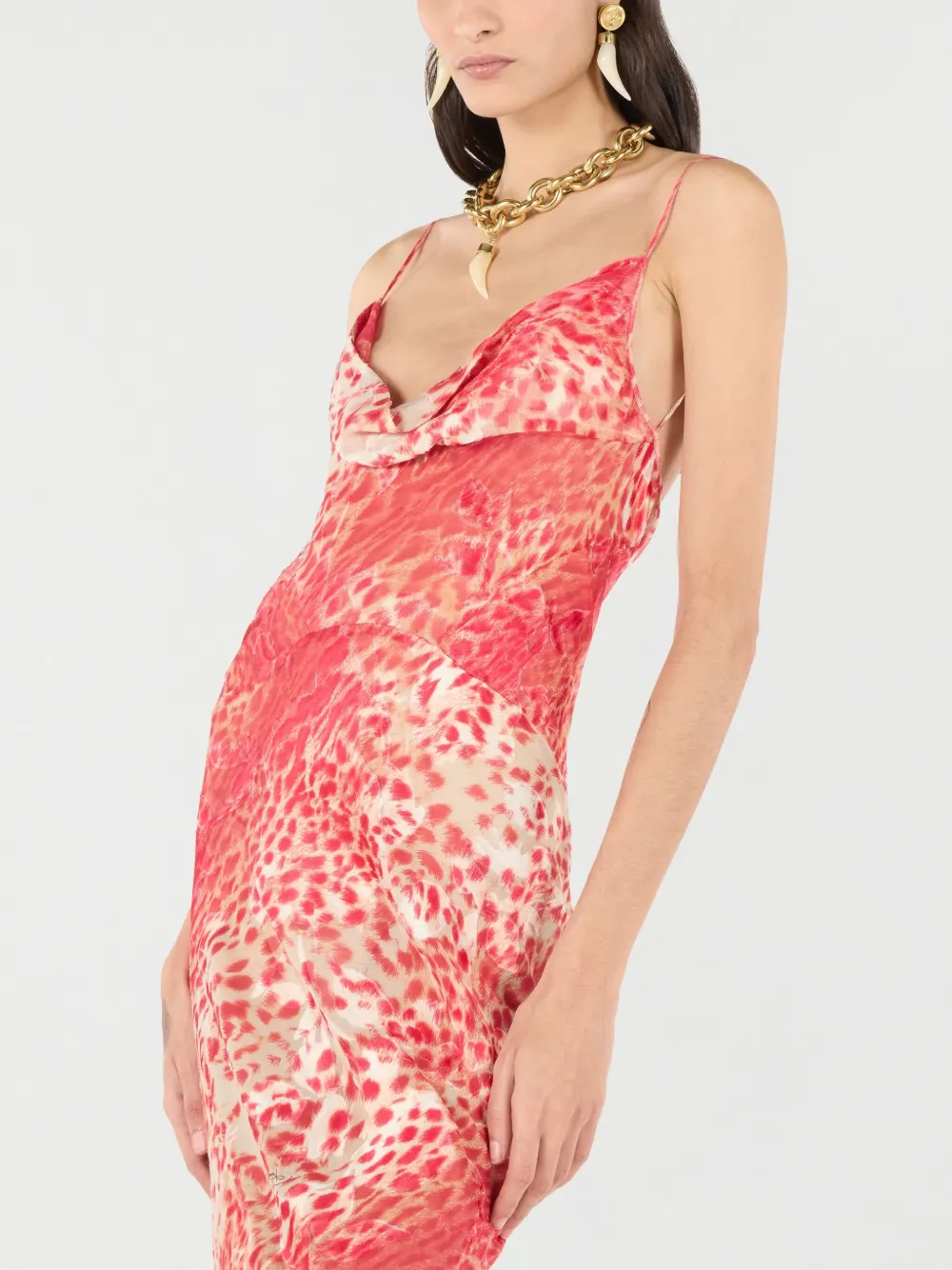 Shop Roberto Cavalli Animal Print Maxi Dress In Red