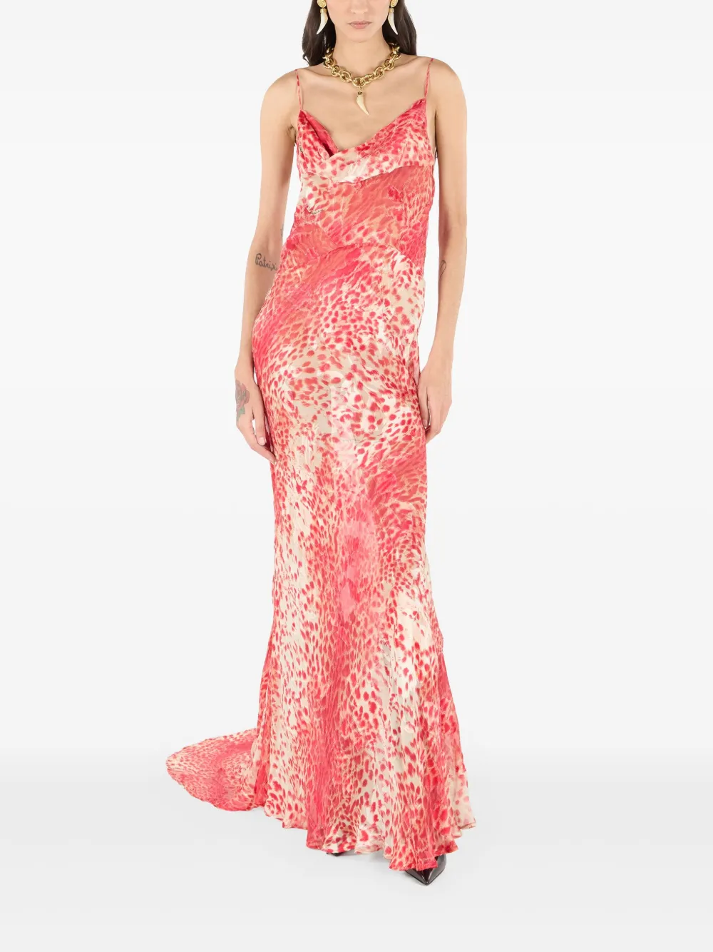 Roberto Cavalli Maxi-jurk met dierenprint - Rood