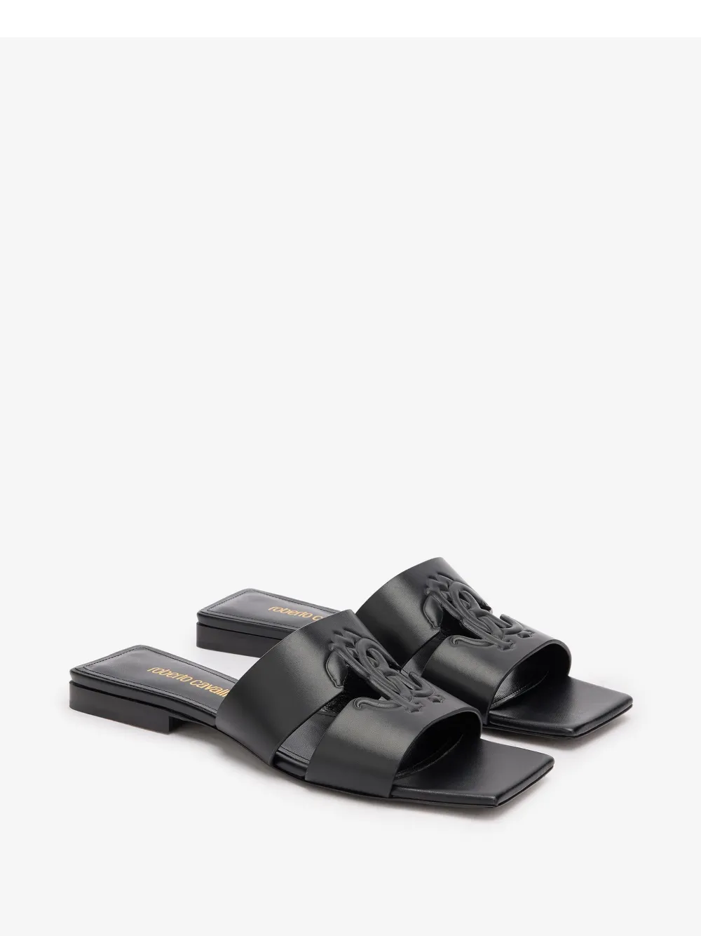 Roberto Cavalli Logo-debossed Slides In Black