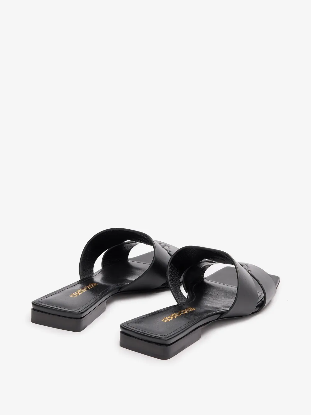 Roberto Cavalli Logo-debossed Slides In Black