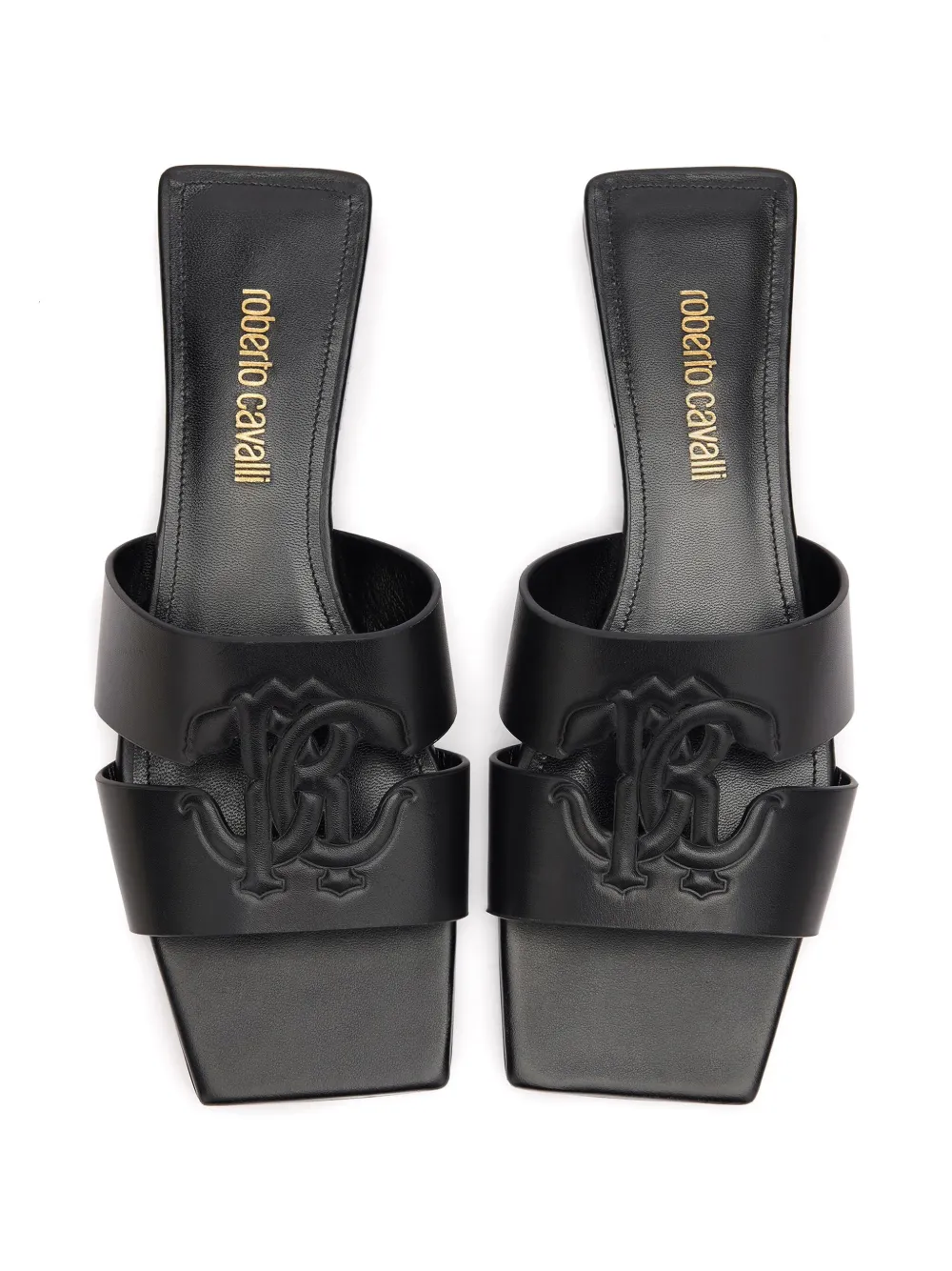 Roberto Cavalli logo-debossed slides Black