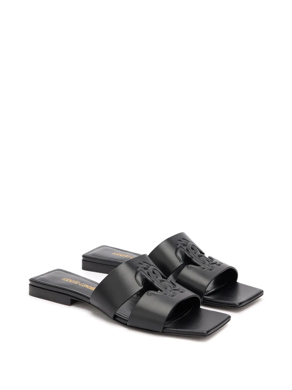Roberto Cavalli logo-debossed slides Black