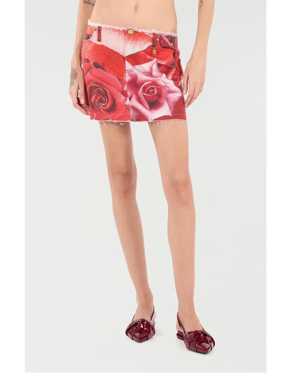 ROBERTO CAVALLI FLORAL-PRINT MINI SKIRT