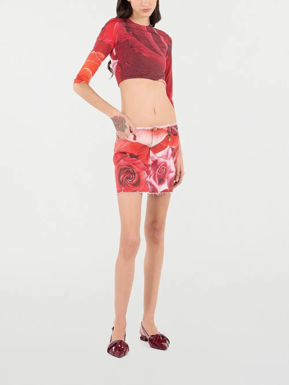 ROBERTO CAVALLI FLORAL-PRINT MINI SKIRT