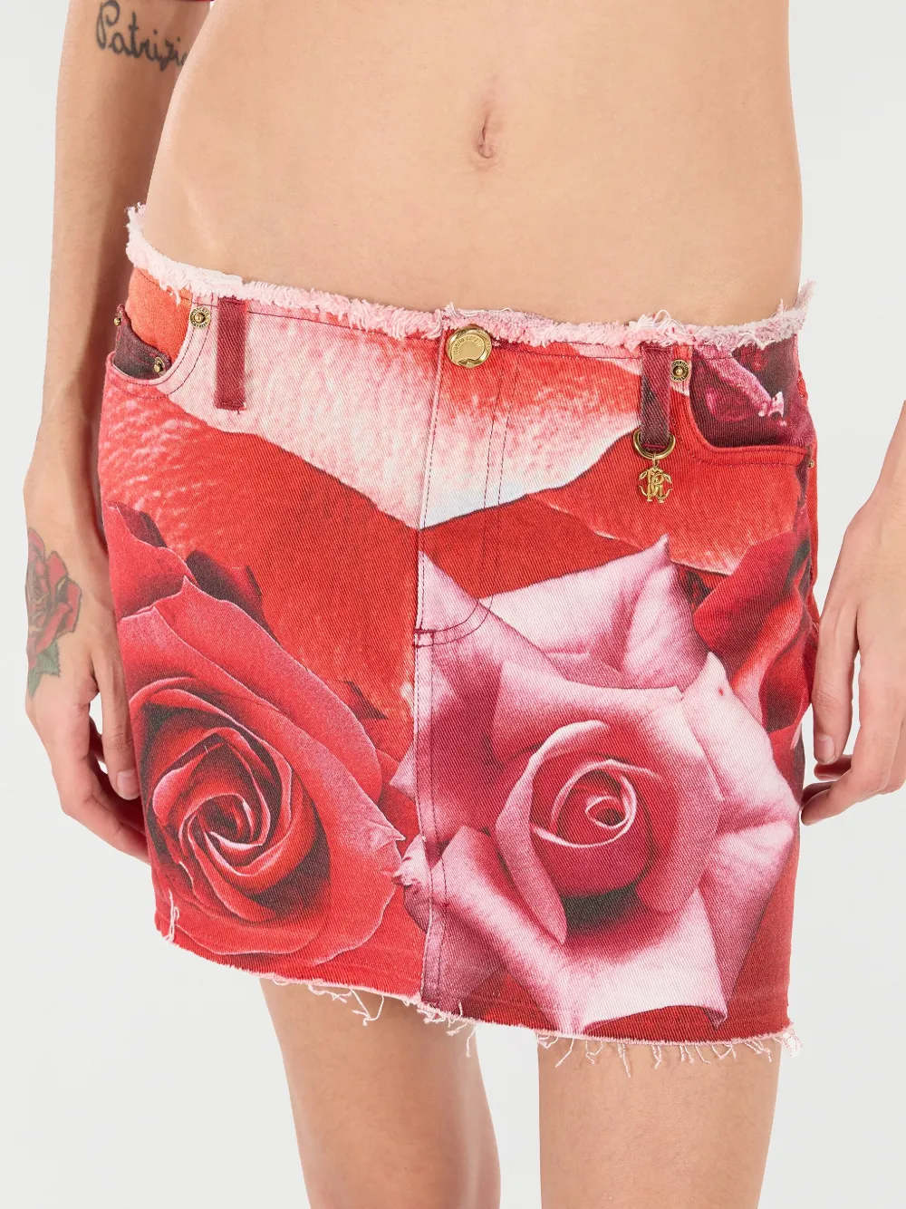 ROBERTO CAVALLI FLORAL-PRINT MINI SKIRT
