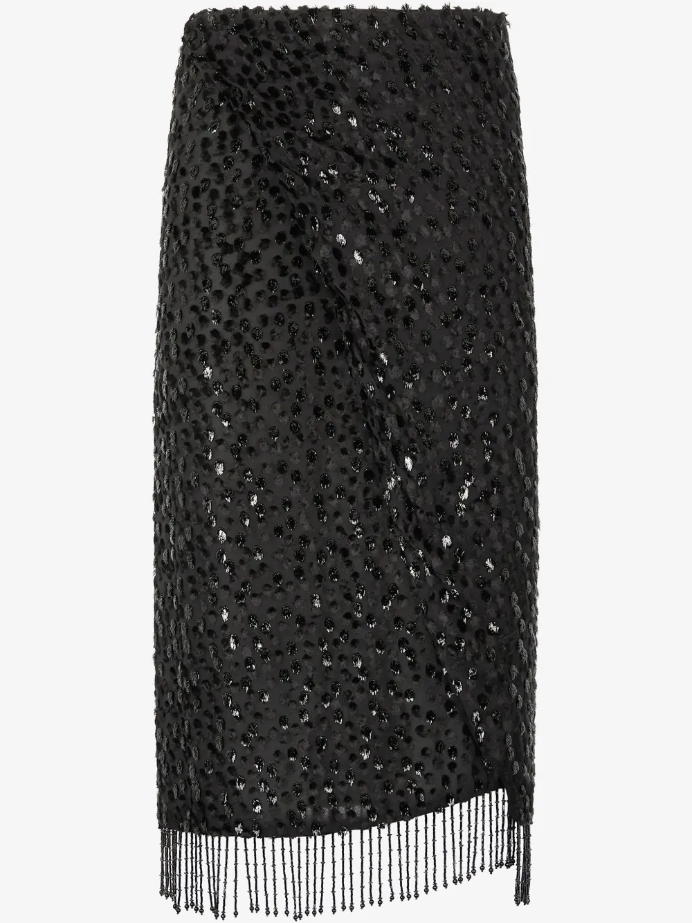 Roberto Cavalli Fringe-detail Sequined Skirt In Black