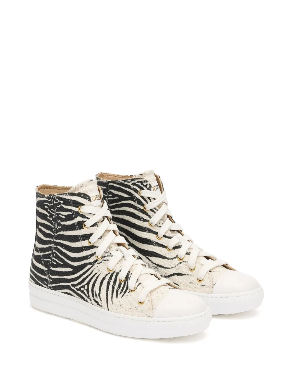 Roberto Cavalli Sneakers met zebraprint - Zwart