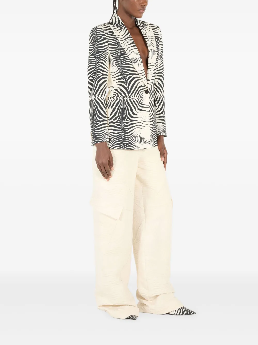 Roberto Cavalli Blazer met tijgerprint Zwart