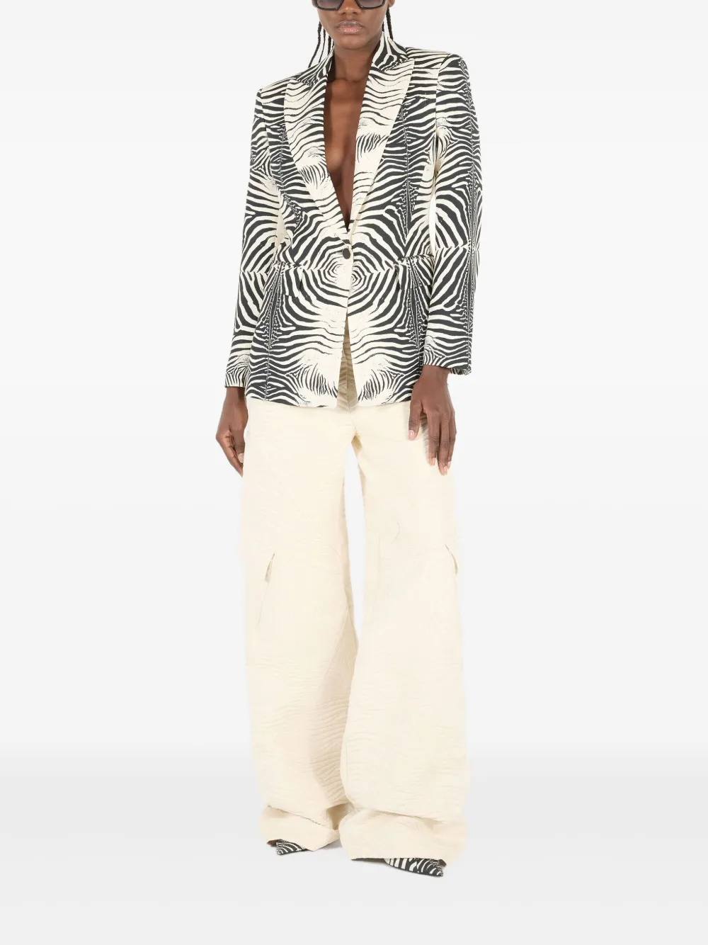 Roberto Cavalli Blazer met tijgerprint Zwart