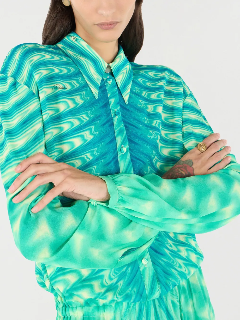 Roberto Cavalli Midi-blousejurk Groen