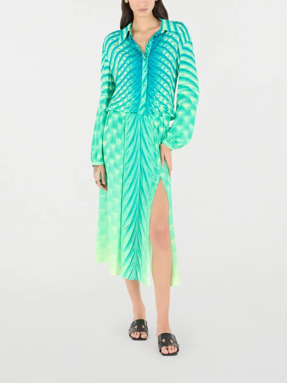 Roberto Cavalli Midi-blousejurk Groen