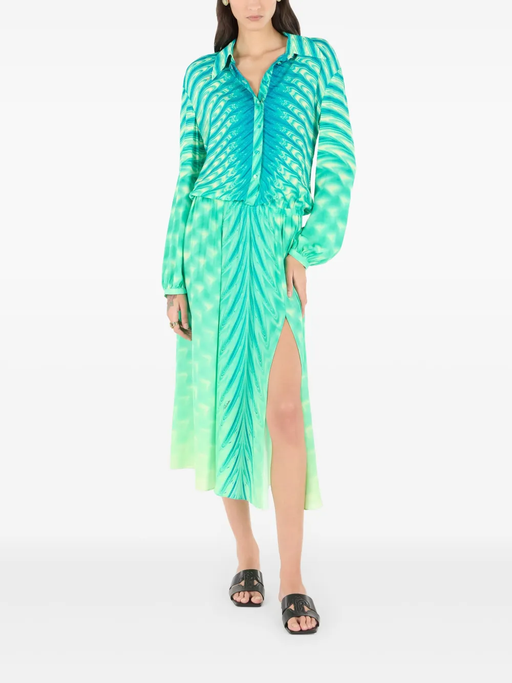 Roberto Cavalli Midi-blousejurk - Groen