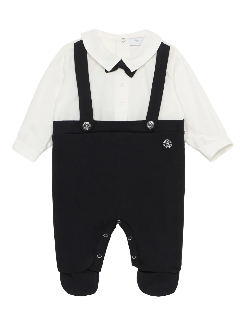 Roberto Cavalli Junior リボンタイ ロンパース - ブラック Roberto Cavalli Junior リボンタイ ロンパース - ブラック