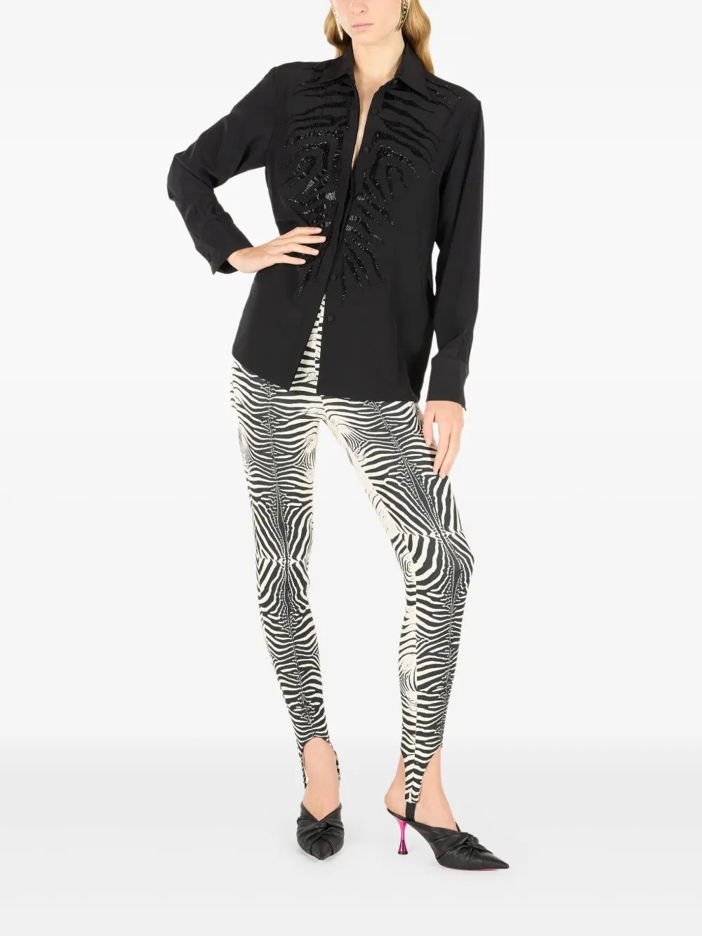 Roberto Cavalli Overhemd met pailletten - Zwart