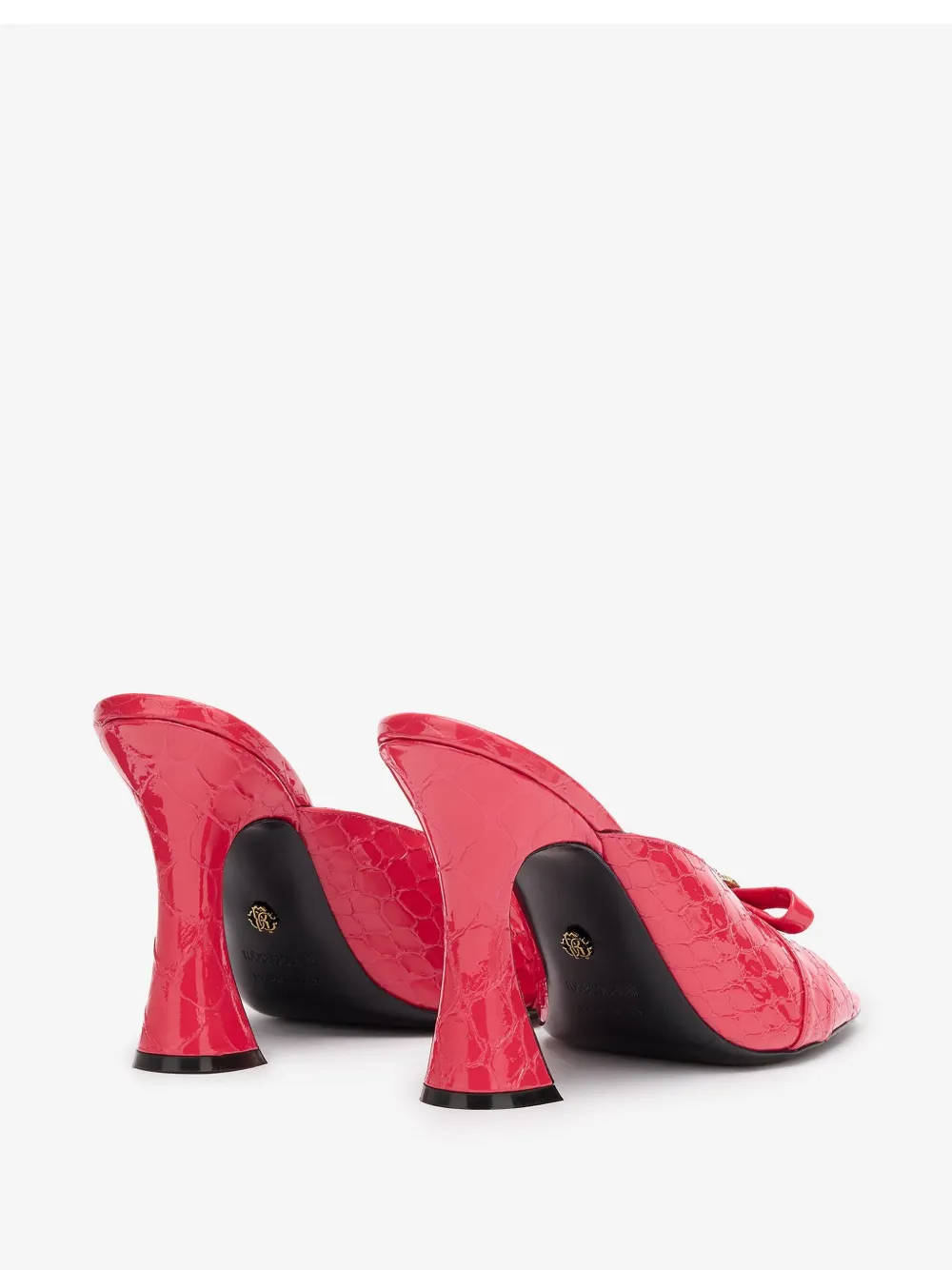 ROBERTO CAVALLI MONOGRAM-PLAQUE CROCODILE-EFFECT SANDALS