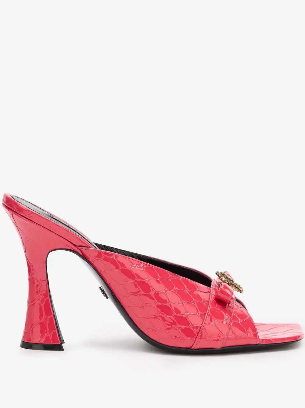 ROBERTO CAVALLI MONOGRAM-PLAQUE CROCODILE-EFFECT SANDALS