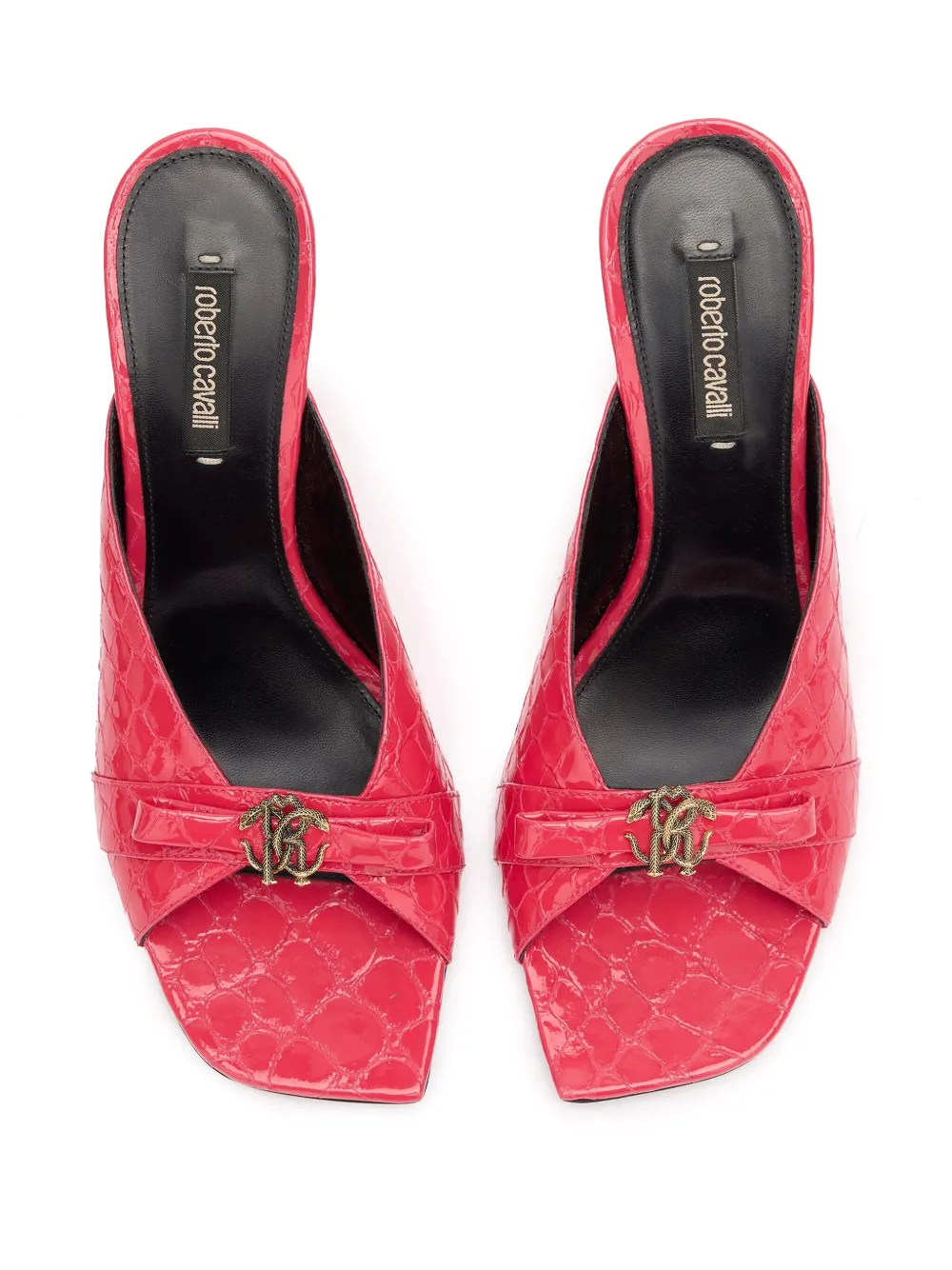 Roberto Cavalli monogram-plaque crocodile-effect sandals Pink