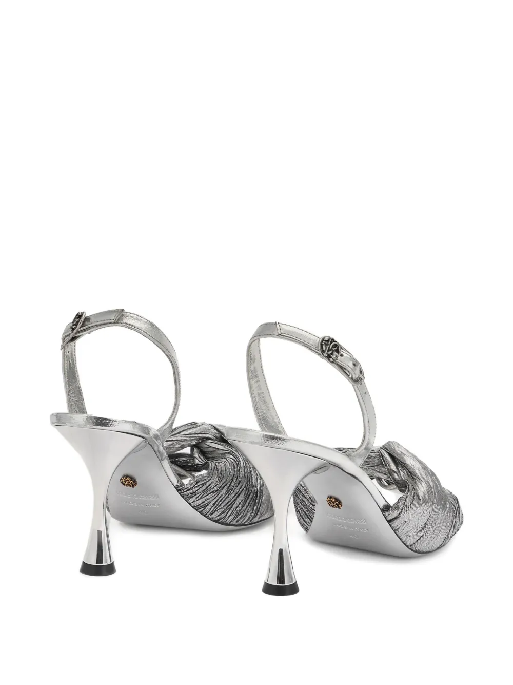 Roberto Cavalli twisted-front slingback sandals Silver