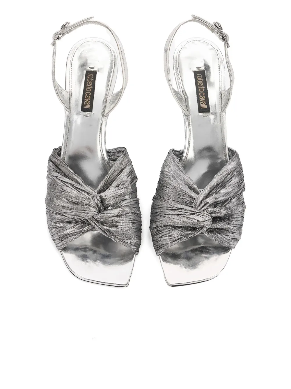 Roberto Cavalli twisted-front slingback sandals Silver