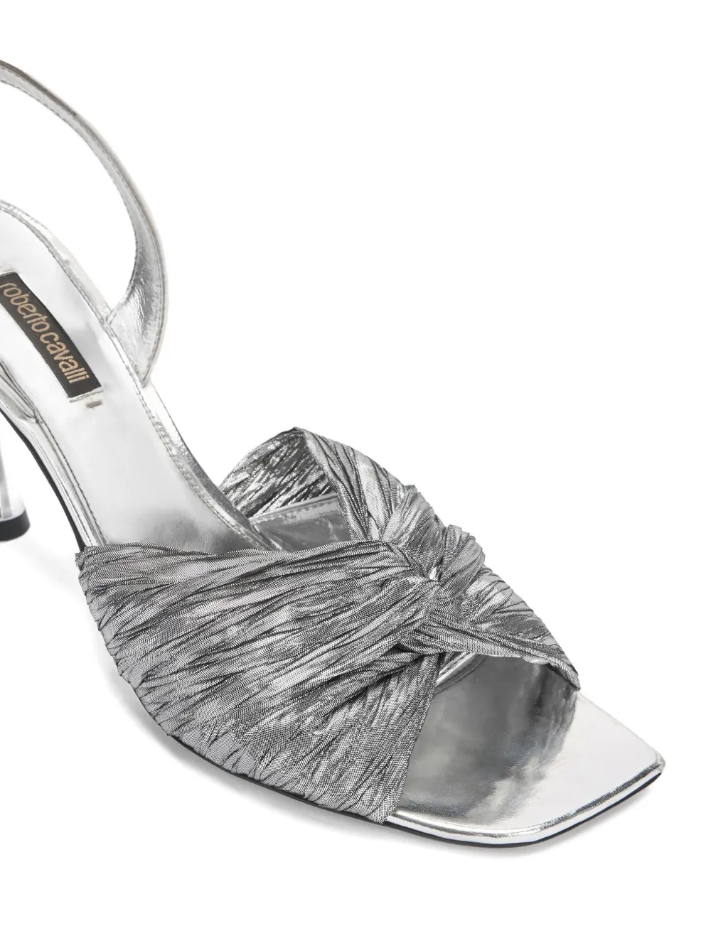 Roberto Cavalli twisted-front slingback sandals Silver